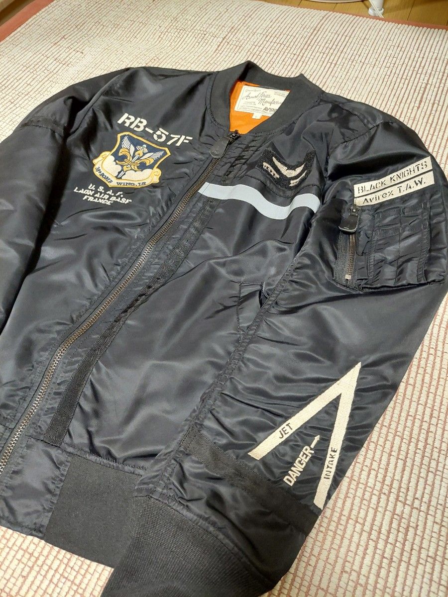 希少・美品】Avirex MA-1 black knights ブラックナイツ Lサイズ 希少・美品】Avirex MA-1 black knights ブラックナイツ Lサイズ