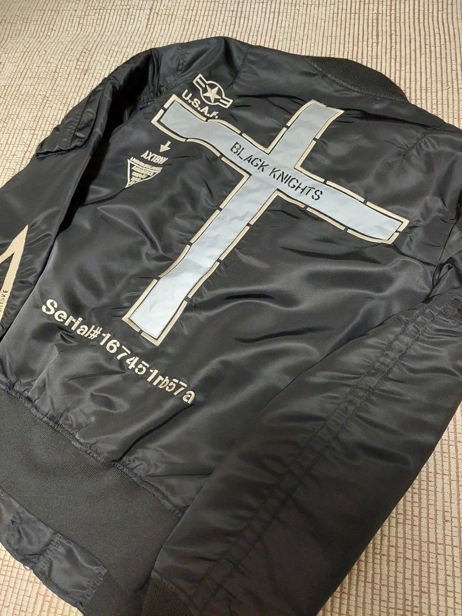 希少・美品】Avirex MA-1 black knights ブラックナイツ Lサイズ 希少・美品】Avirex MA-1 black knights ブラックナイツ Lサイズ