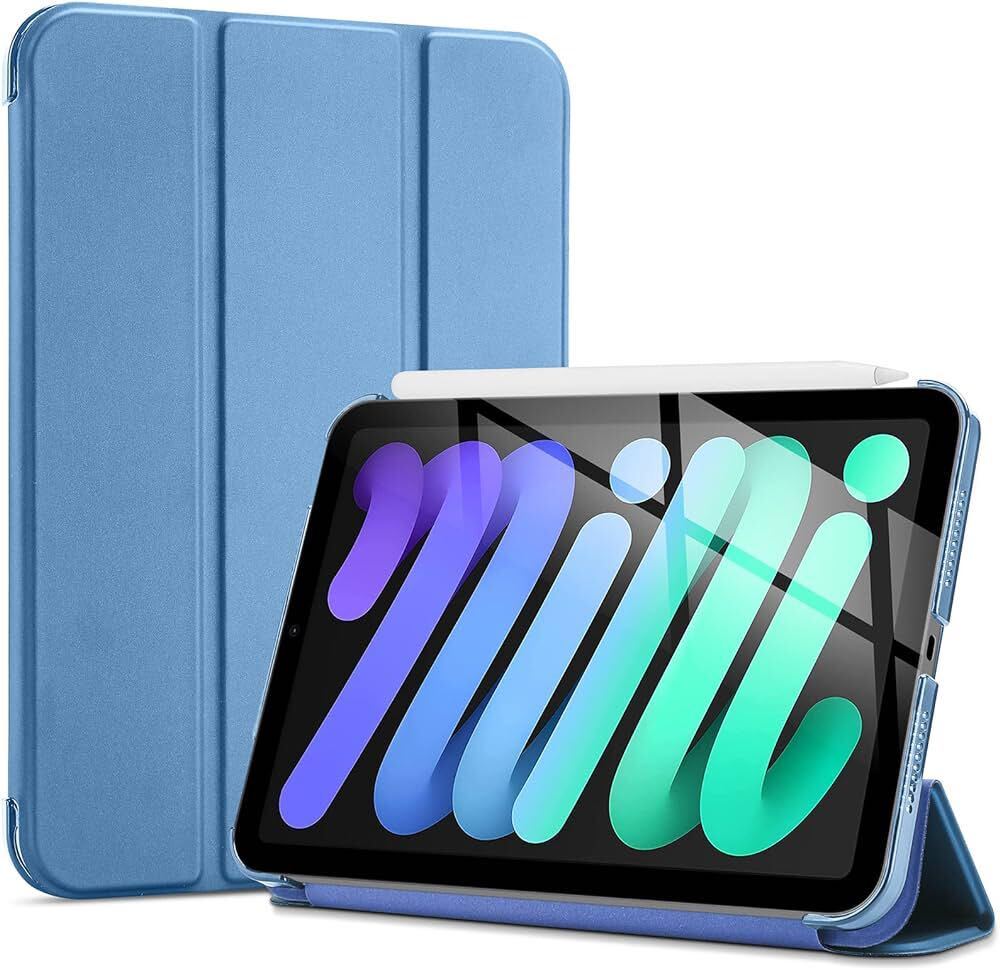 c-942 ProCase iPad Mini6 ケース 2021 8.3インチ、スリム 三つ折りスタンド ハードバックカバー、適用機種：iPad Mini 6世代 2021 -ブルー