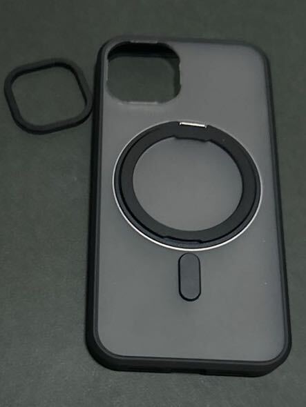 c-928 【MagSafe対応・多機能スタンド】Smorniy iPhone 14 / 13 用 ケース リング付き(iphone 13/14, ブラック)7枚目の写真必須_画像7