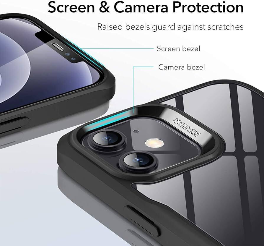 c-772ESR iPhone 12Pro Max用 ケース フィルム2枚付属 ６.7インチ 背面透明 強化ガラスフィルム ブルーフレーム_画像4