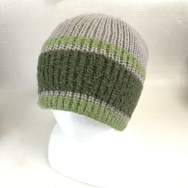 Made in Japan★asics/アシックス★AIRBORN/ニット帽【サイズF/Green×Gray】knit/hat/cap◆CB131_画像1