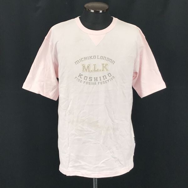 訳あり新古品★ミチコロンドン コシノ★高品質コットン/半袖Tシャツ【Mens size -L/ピンク】MICHIKO LONDON KOSHINO/Tops/Shirts◆BG976_画像1