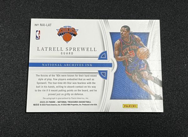 Latrell Sprewell ラトレル・スプリーウェル 99枚限定 2022-23 Panini NBA National Treasures Auto 直筆サイン ニックス_画像2