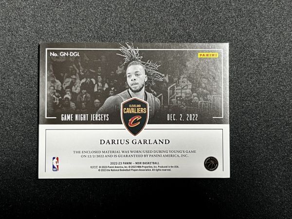 【99枚限定】 Darius Garland ダリアス・ガーランド 2022-23 Panini NBA Noir Game Night Jerseys キャバリアーズの画像2