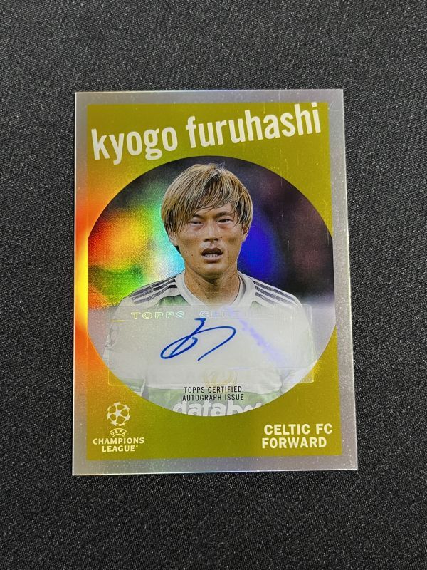 古橋亨梧 直筆サインカード 2022-23 Topps UEFA 1959 Topps Autographs Refractor Auto Kyogo Furuhashi Celtic 日本代表 *説明必読の画像1