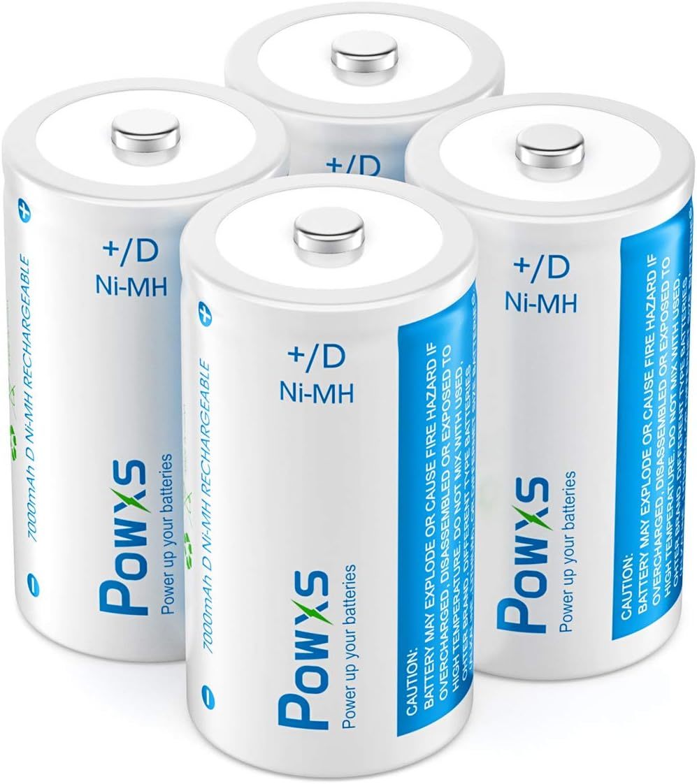 POWXS 単1電池 充電式 ニッケル水素充電池 7000mAh 約1200回使用可能 4本入り 液漏れ防止 単1電池 単1充電池
