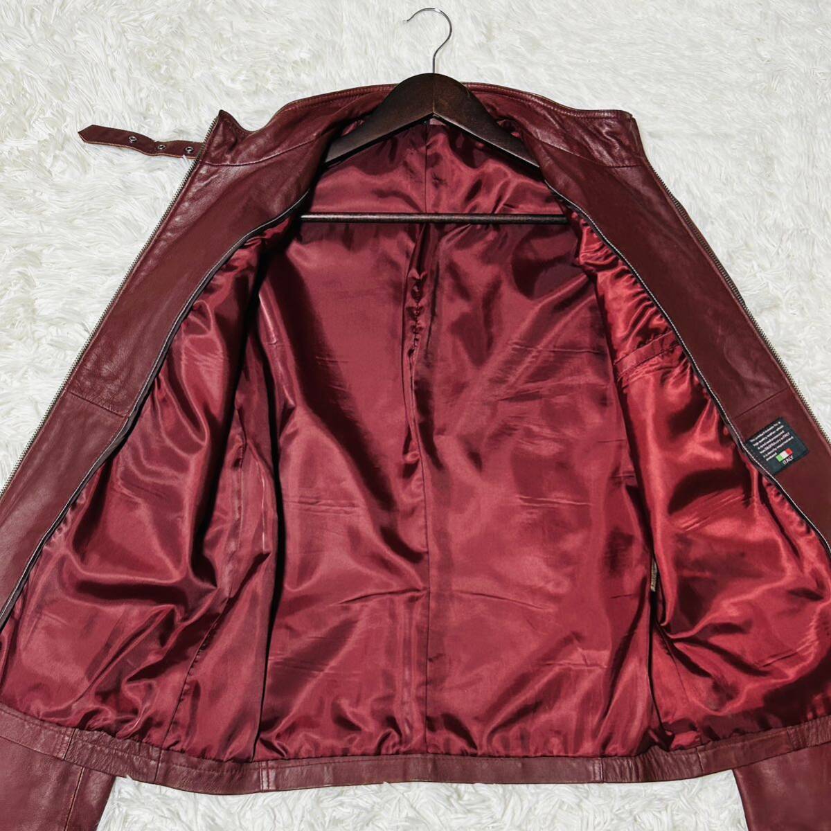  rare color / bordeaux * ultra rare [ alpaca leather ] rider's jacket original leather L corresponding blouson Italy cloth ITALY red real leather Toro Toro 