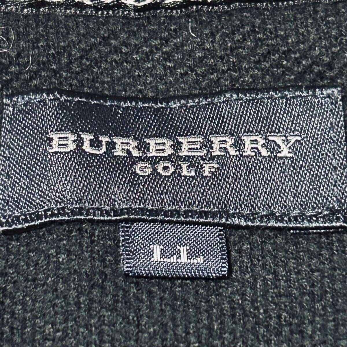 美品◎大きいサイズ【XL/LL】バーバリーゴルフ BURBERRY GOLF 鹿の子 ニットベスト ホースロゴ刺繍 黒ブラック ゴルフウェア 日本製Vネック_画像6