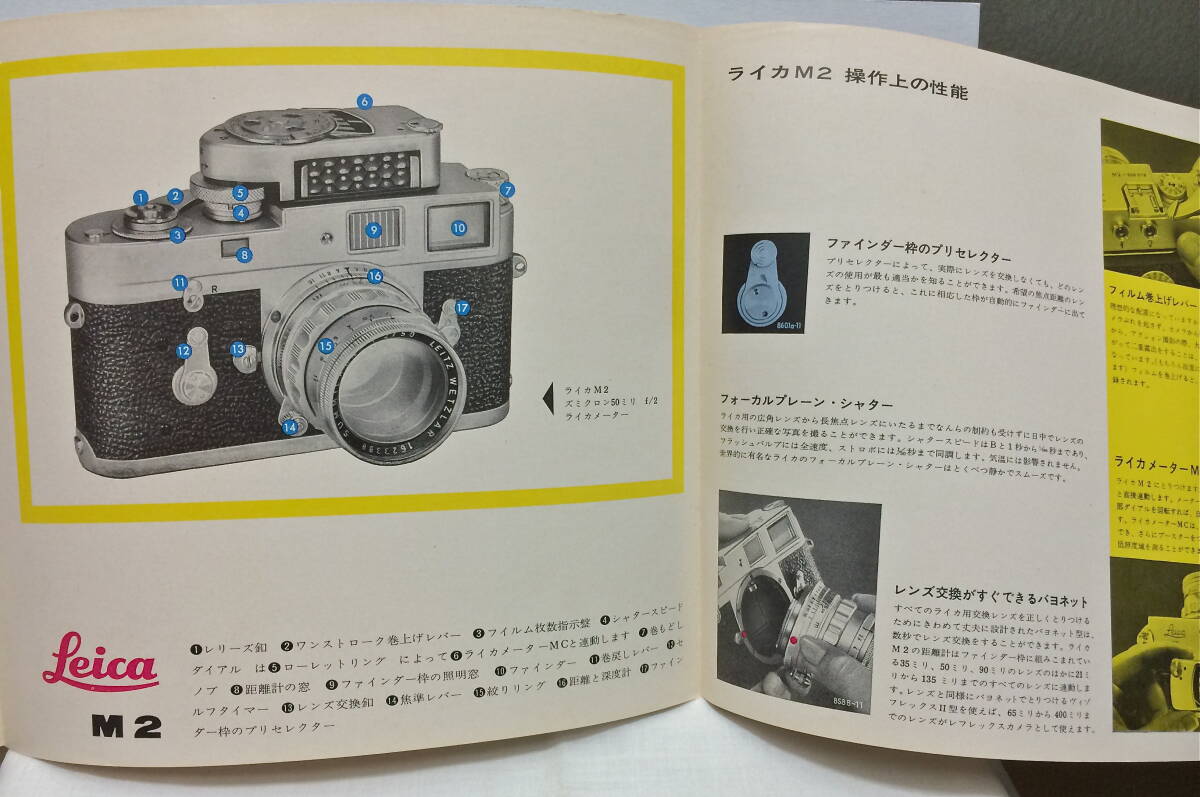 ライカ Leica M2 1963年カタログ 大変珍しい シュミット制作 日本語版 三開き裏表_画像3