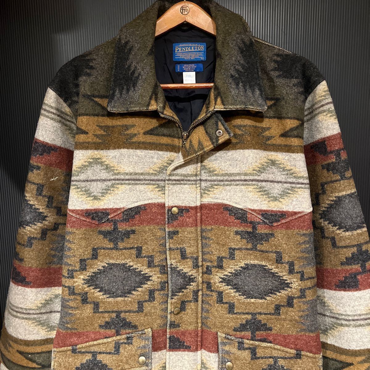 PENDLETON ペンドルトン ネイティブ柄 USA製 ジャケット ウール コート マルチカラー ウエスタン ウェア 民族 インディアン メンズL /14_画像1