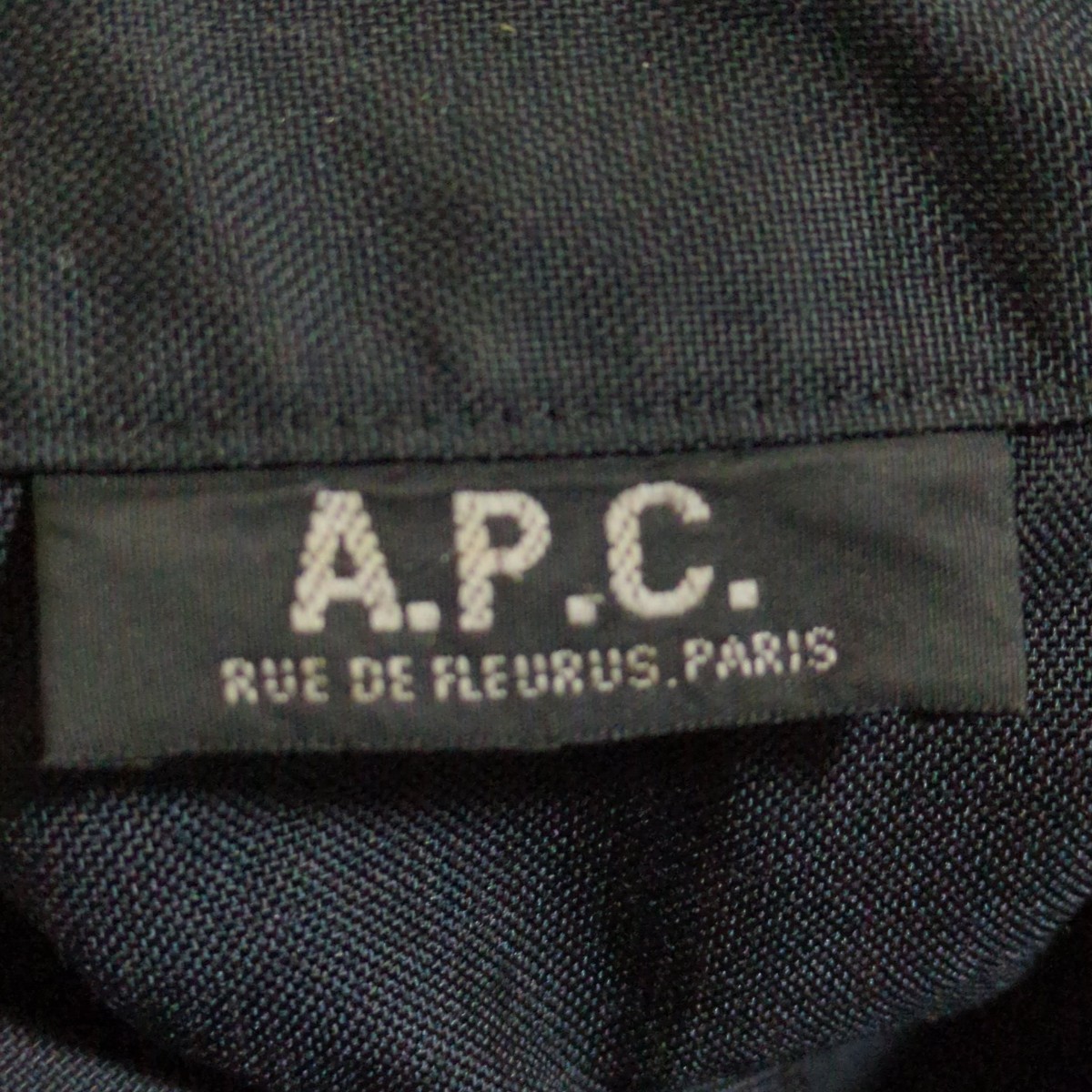 F9565AE フランス製 A.P.C アーペーセー 長袖ジャケット ネイビー メンズ サイズL位 ジップアップジャケット ショート丈 薄手 古着_画像8