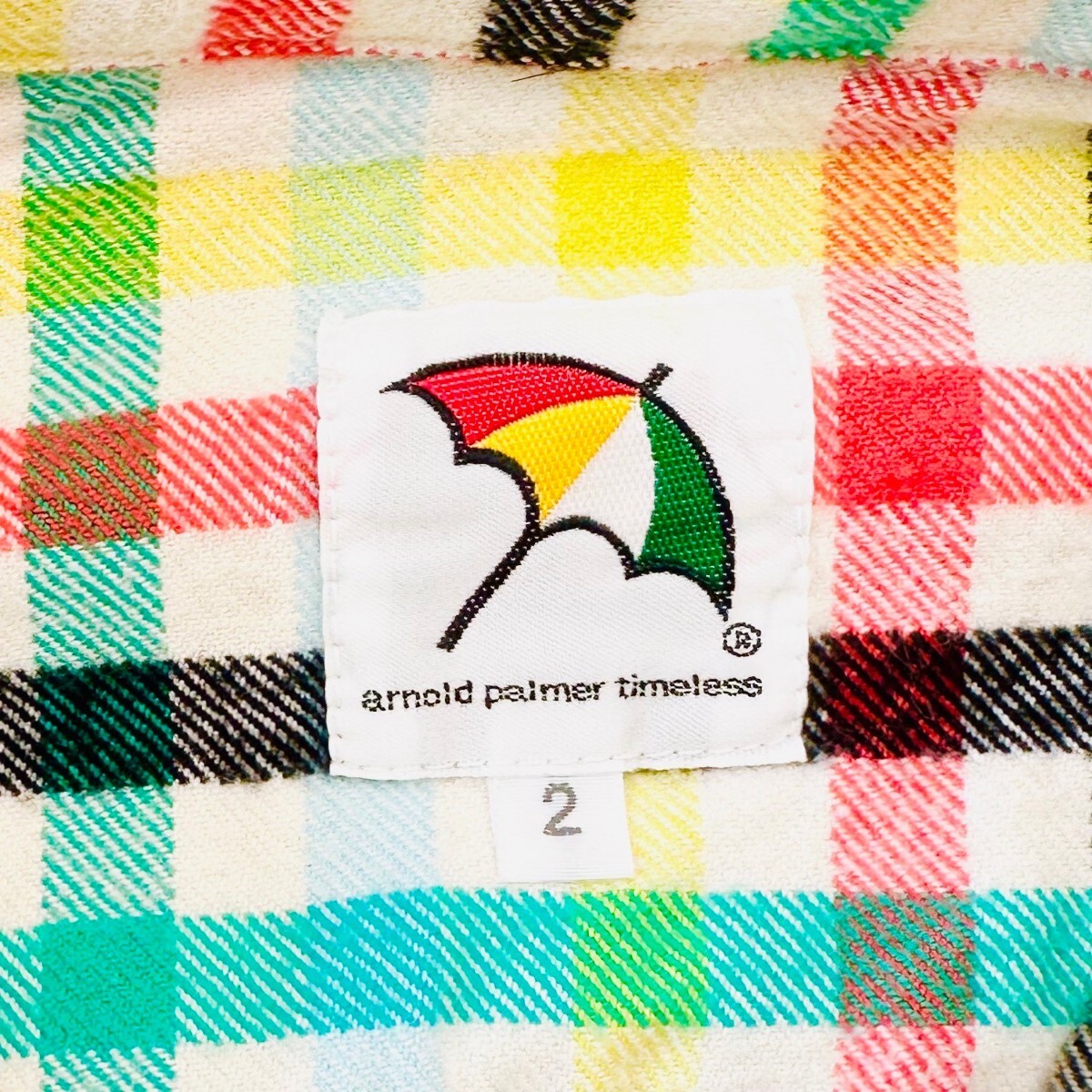 F9924iL Arnold Palmer アーノルドパーマー サイズ2 (M～L位) 長袖シャツ ネルシャツ チェック柄 レディース 綿100% コットンシャツ _画像9