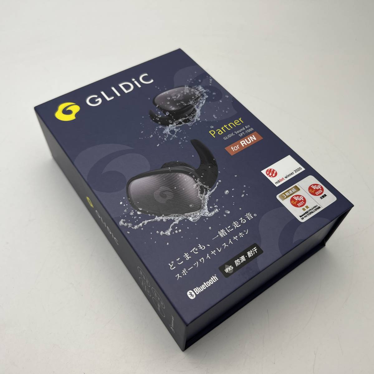 ①新品未使用 GLIDiC Sound Air SPT-7000 グレイッシュブラック スポーツタイプ完全ワイヤレスイヤホン IPX5相当防水性能 グライディック