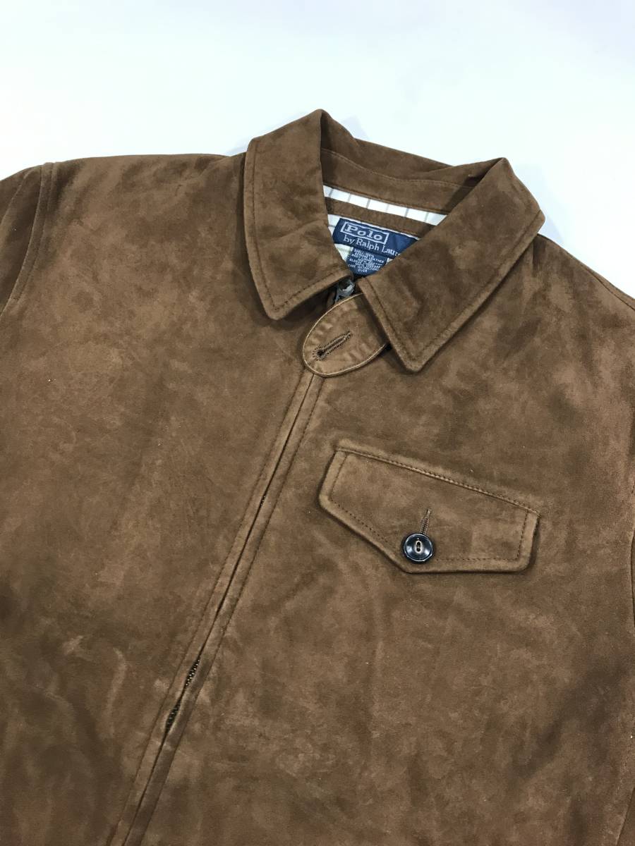 新品 15249 Mサイズ スエード レザー 革ジャン ジャケット polo ralph lauren ポロ ラルフ ローレン コート 茶_画像2