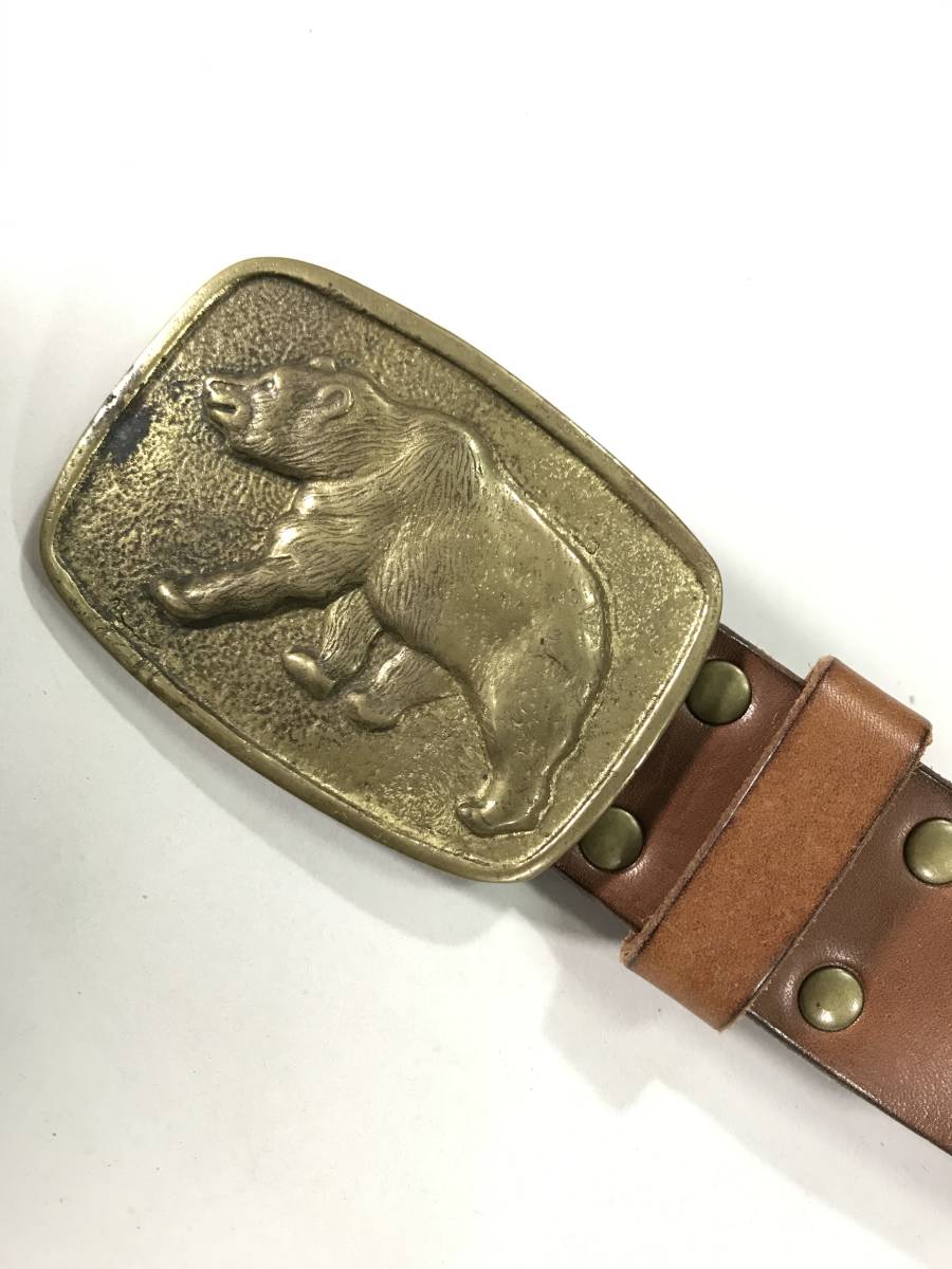 新品 15297 W40/100 レザー ベルト polo ralph lauren ポロラルフローレン 茶 バックル brass_画像3