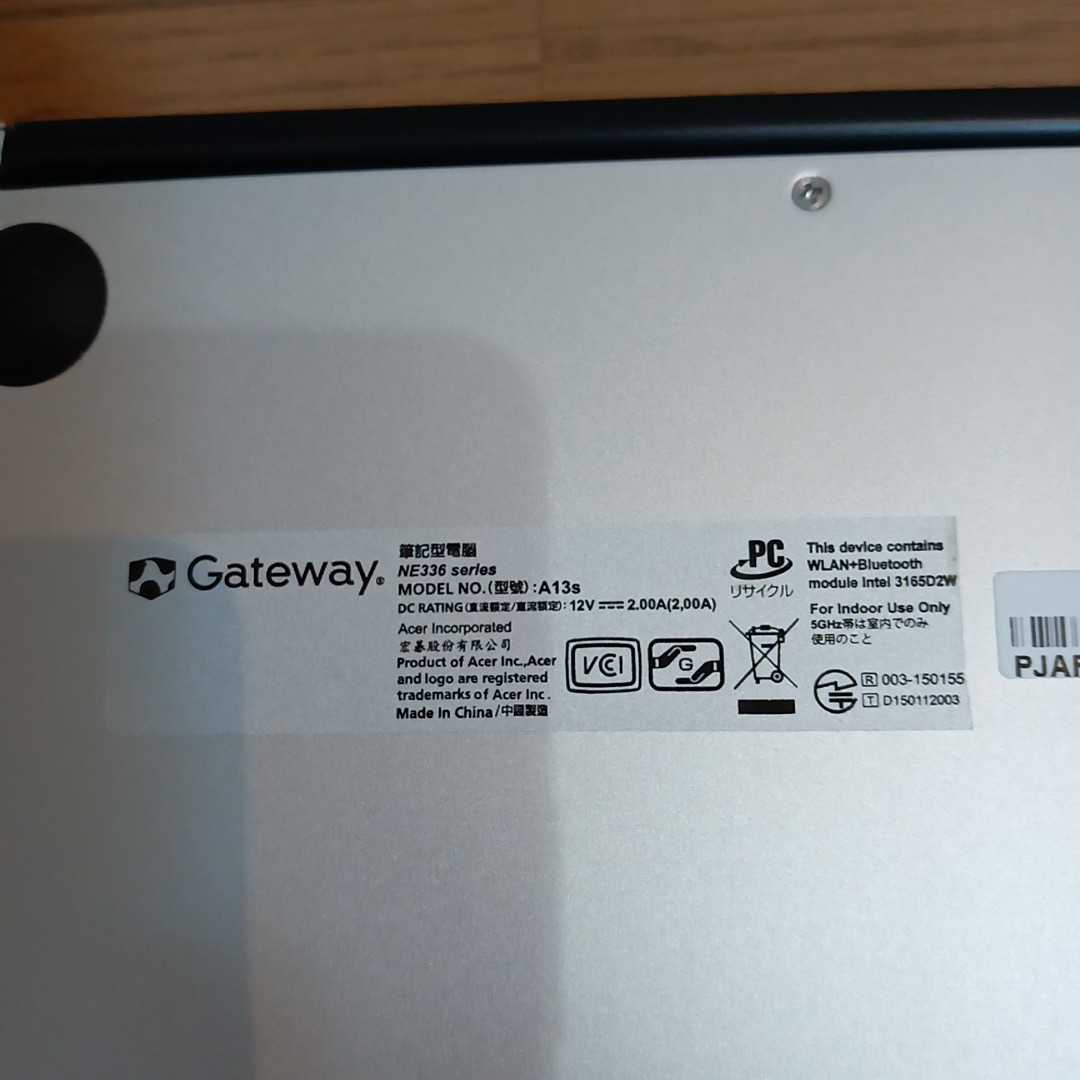 難ありジャンク品　Gateway NE NE336-A14Q シルバー　13.3インチ_画像6