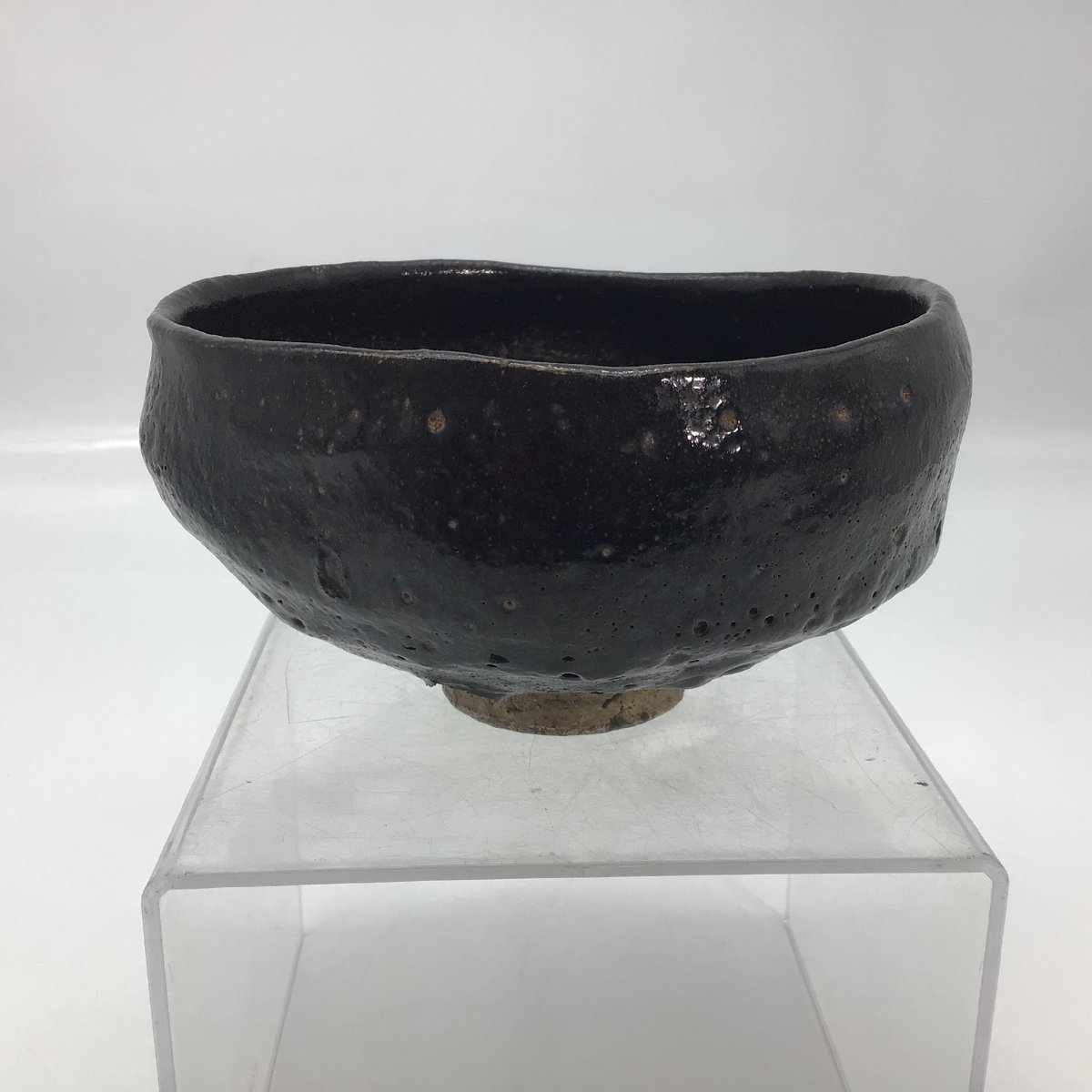 2553 京焼 聚楽造 黒楽茶碗堅焼 口径：約12.5ｃｍ 高さ:約7.5ｃｍ 茶道具 時代物の画像2