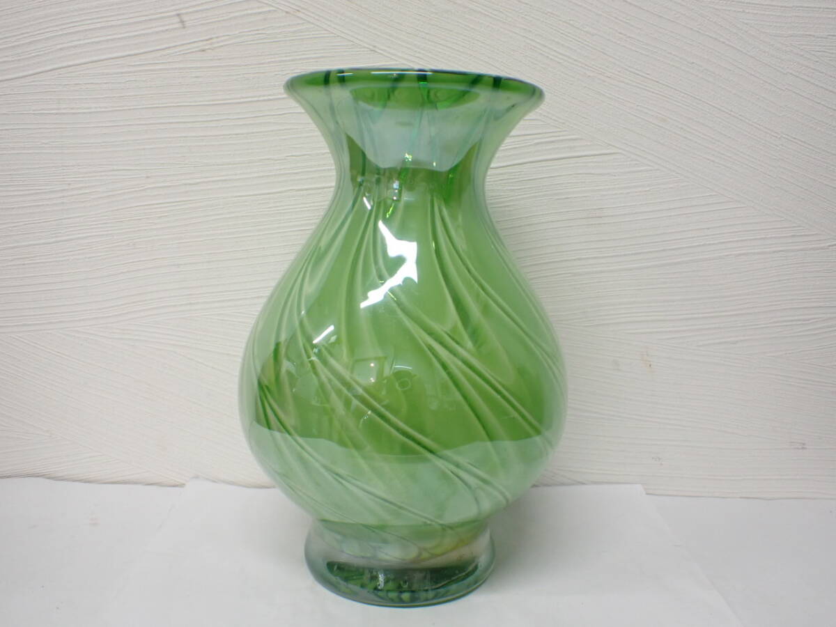 HS-A027-1 ARTGLASS アートグラス ガラス製 花器 花瓶 フラワーベース 置物 昭和レトロ インテリア オブジェ 花生けの画像3