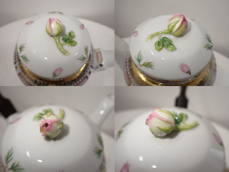 MY-N34【希少品】ROYAL COPENHAGEN Flora Danica ロイヤルコペンハーゲン フローラダニカ　コーヒーポット　エボニーハンドル　高さ約18㎝_画像4