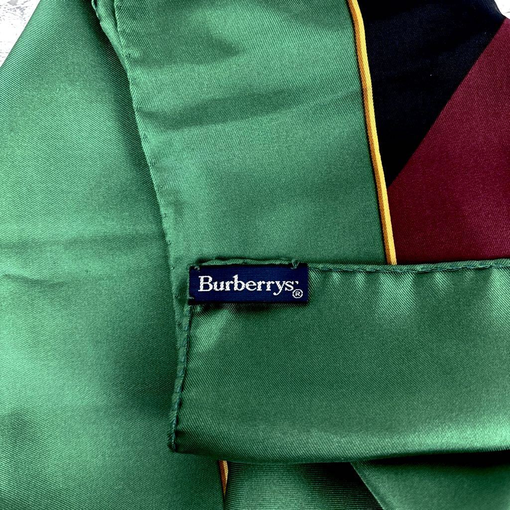  прекрасный товар Burberry\'s Burberry z большой размер шарф vintag Vintage Burberry Италия производства шелк шарф p low Sam рисунок зеленый 60309AM