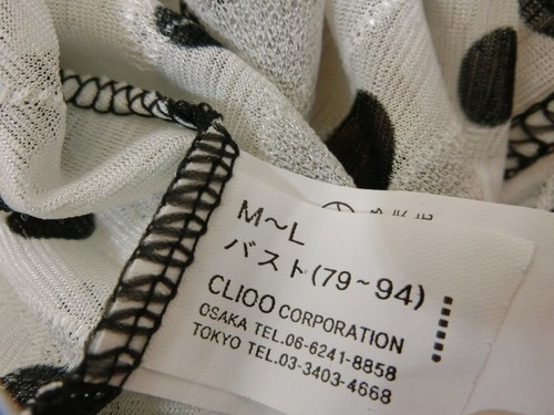 (27697)CLIOO クリオ チュニック プルオーバー ドット 韓国 ホワイト×ブラック M-L USED_神経質な方の入札はご遠慮ください。