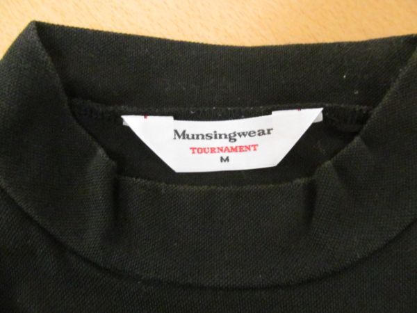 (56847)Munsingwear マンシングウェア ハイネック シャツ 半袖 ブラック M USED_ブラック