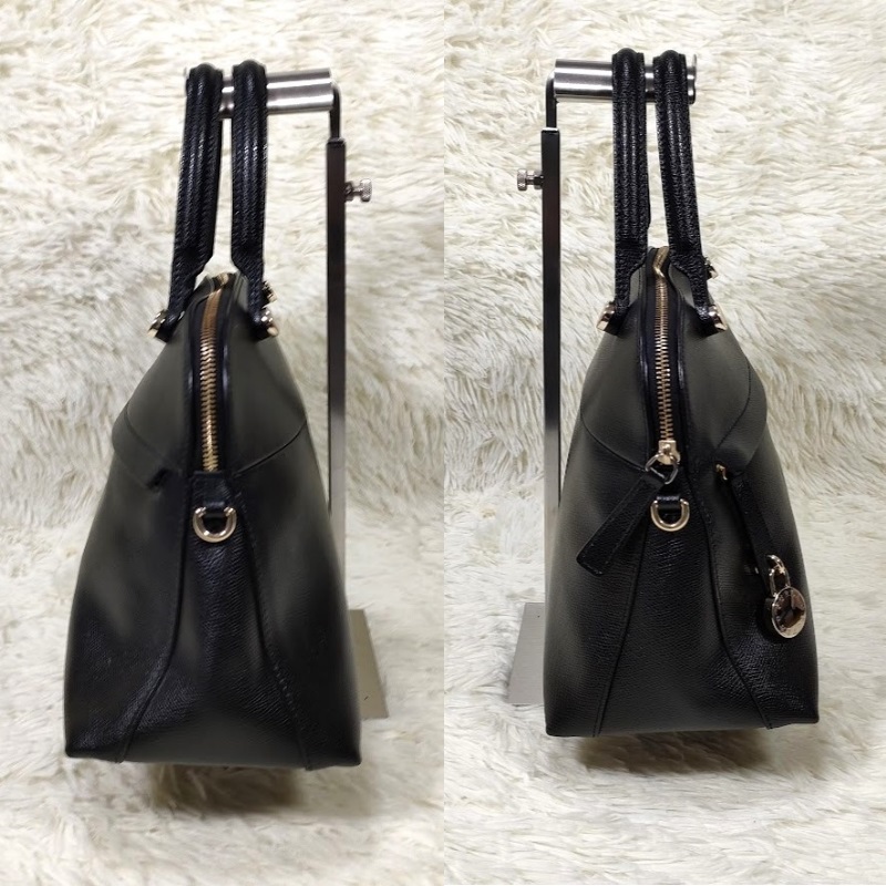 美品 FURLA フルラ パイパー 2way ショルダーバッグ ハンドバッグ ブラック ゴールド金具 ストラップ２個セット 幅広ベルト_画像4