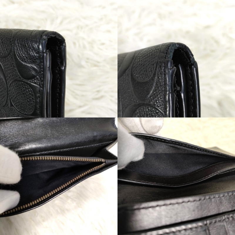 COACH コーチ メンズ 長財布 F75365 BLK ブラック ブレスト ポケット ウォレット シグネチャー クロスグレインレザー ファスナー小銭入れ