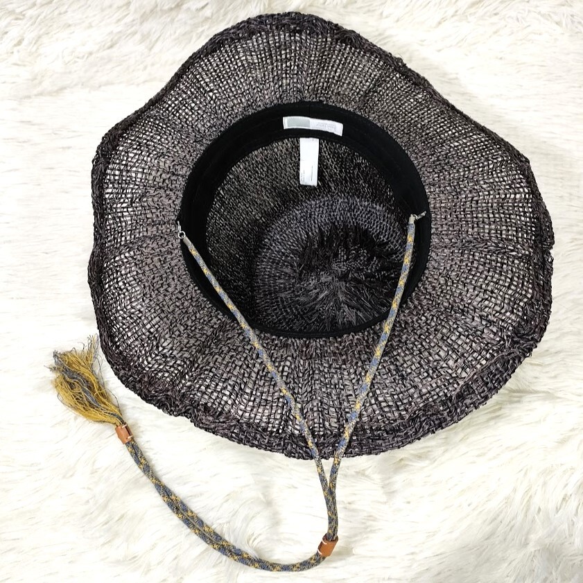 NINE TAILOR ナインテイラー ハット TORTIRAMA HAT N-706 マニラ麻 ダークブラウン こげ茶 タッセル あご紐付き 麦わら帽子