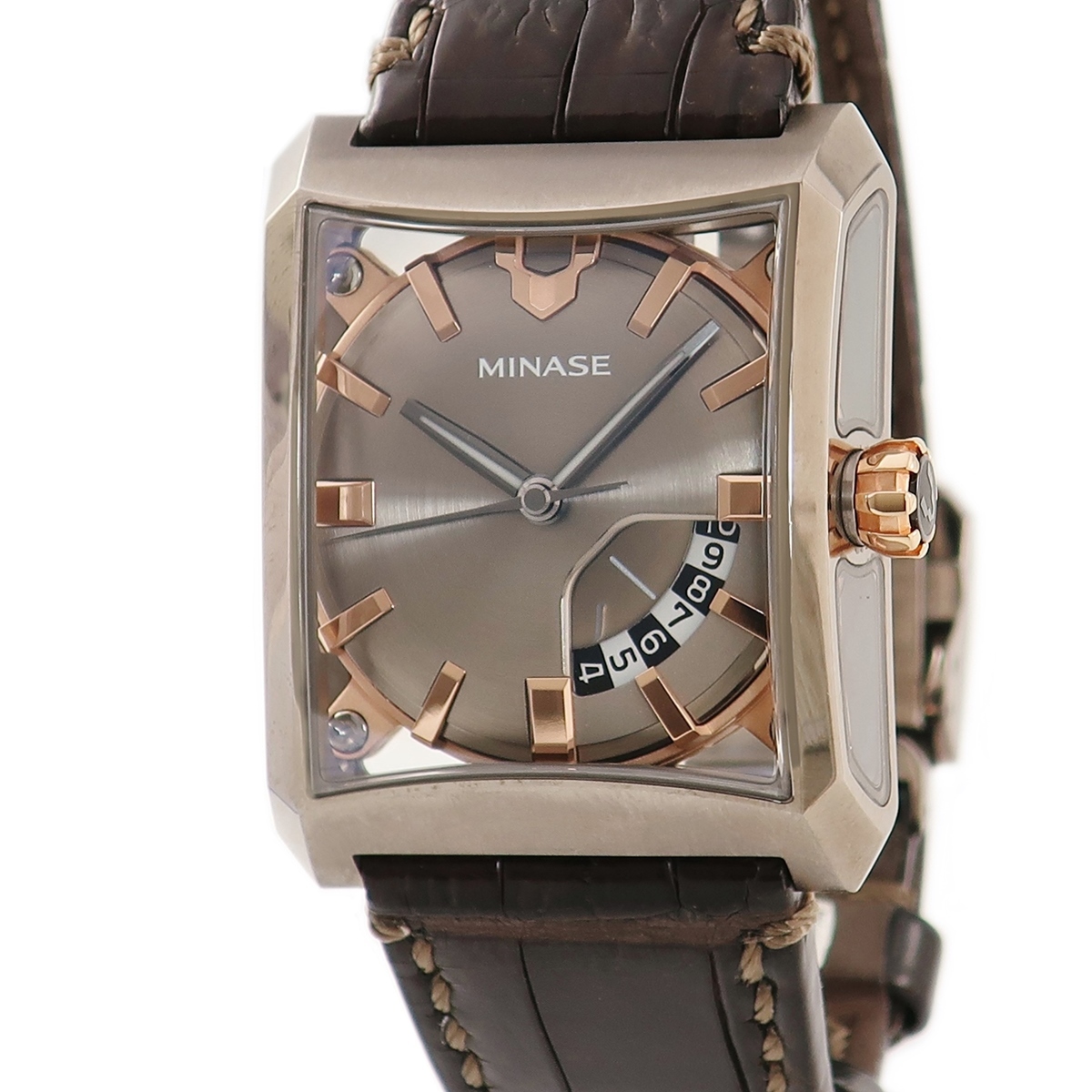 【3年保証】 ミナセ HiZ ファイブウィンドウズ VM03-L01BD 角型 スケルトン 5面ガラス MORE構造 自動巻き メンズ 腕時計