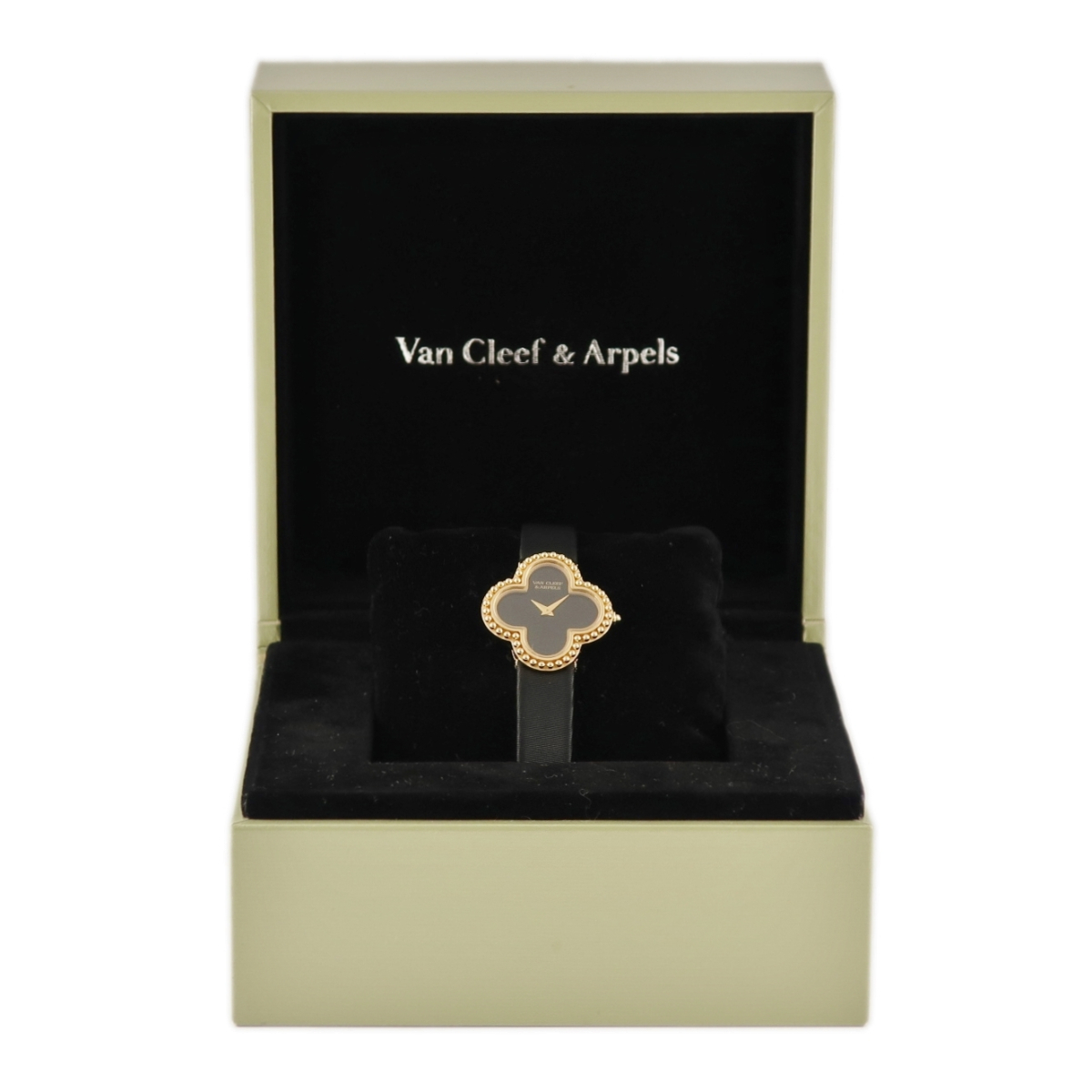 [3 year guarantee ] Van Cleef Arpels aru handle bla small VCARD21900 K18YG purity flower quarts lady's wristwatch 