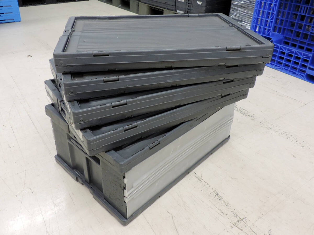  cover attaching folding container gray 5 pcs. set 