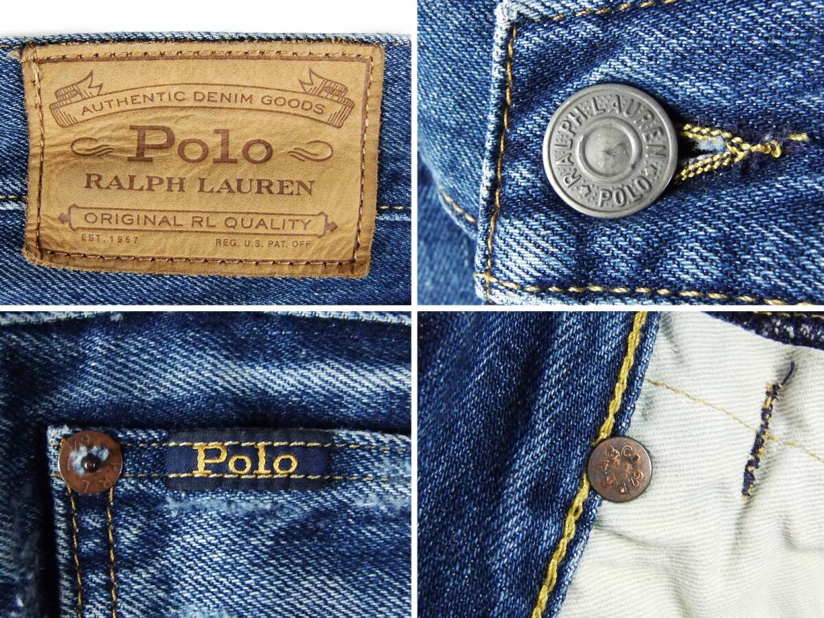 #Polo RALPH LAUREN Polo Ralph Lauren / SULLIVAN SLIM / мужской / индиго ремонт обработка / тонкий Fit Denim брюки W30 L30