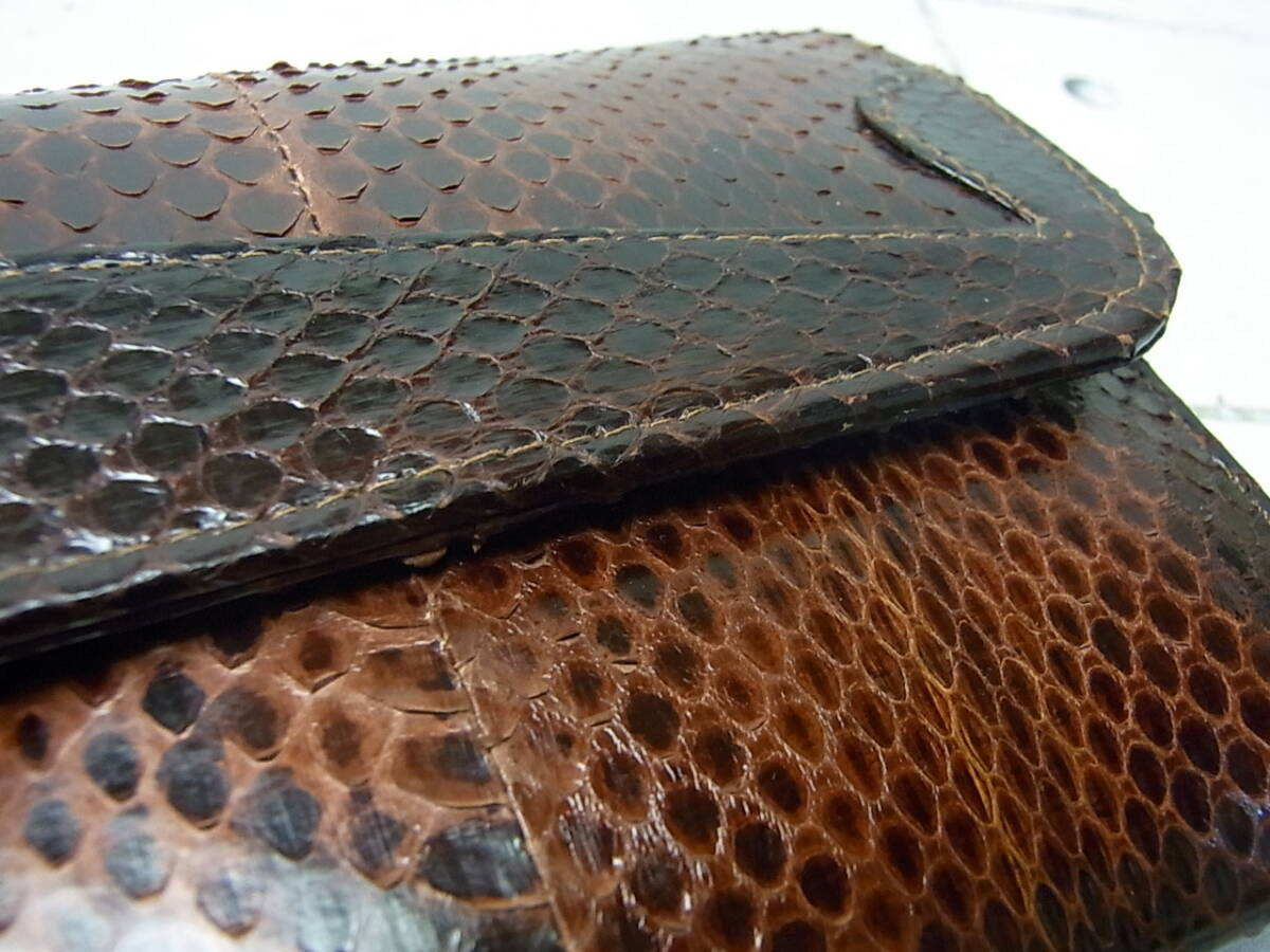  python leather *. leather clutch bag / second bag USED