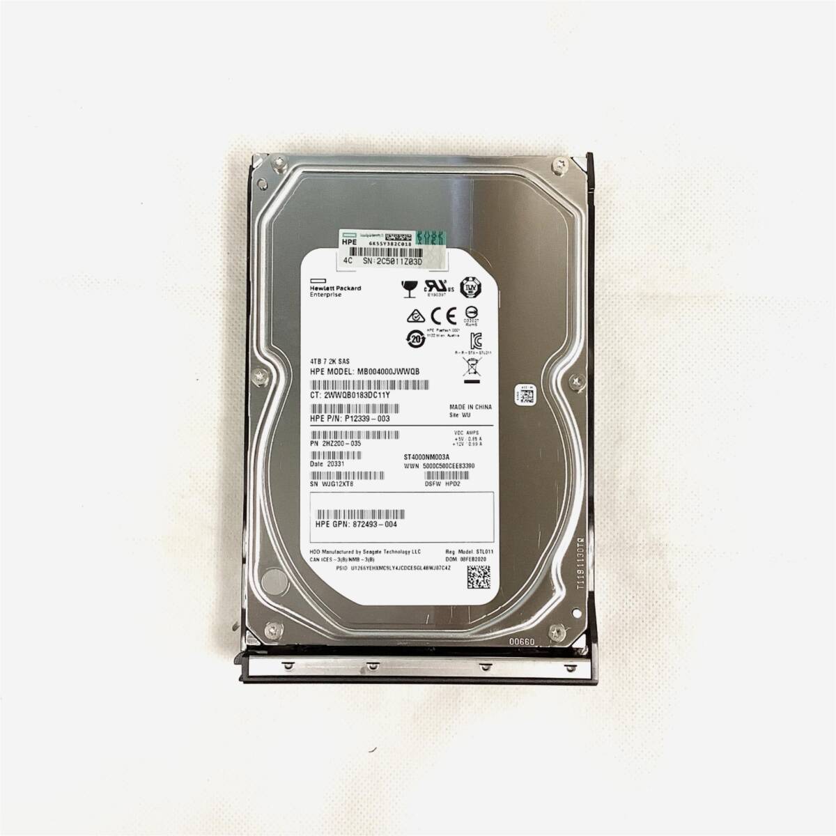 K6032578 HP 4TB SAS 7.2K 3.5インチ DL360/380 Gen10専用マウンタ HDD 1点【中古動作品】_見本