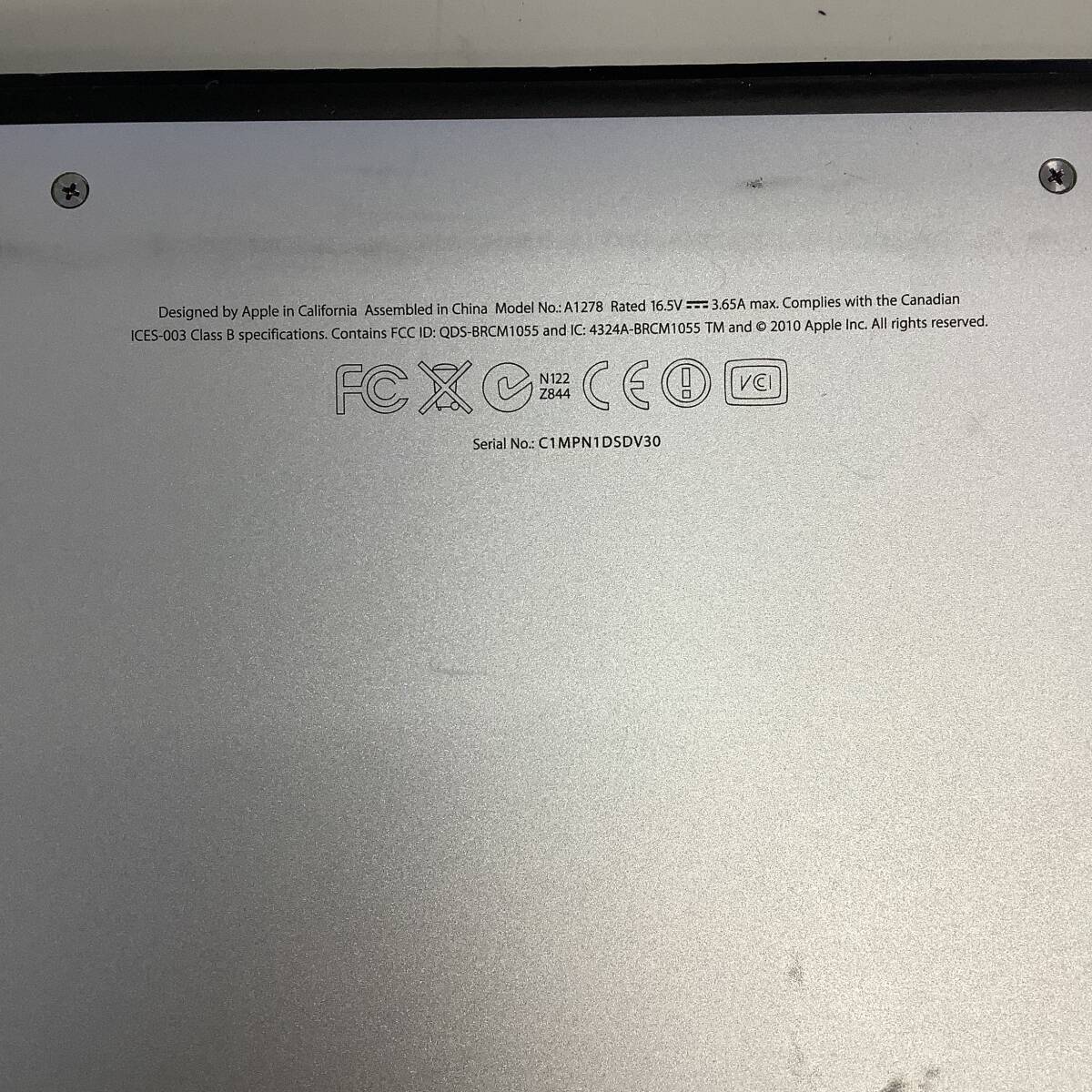 K6032967 APPLE MacBook Pro A1278 13インチ ノートパソコン 1点※ストレージなし、他不明【通電OK、AC欠品】の画像5