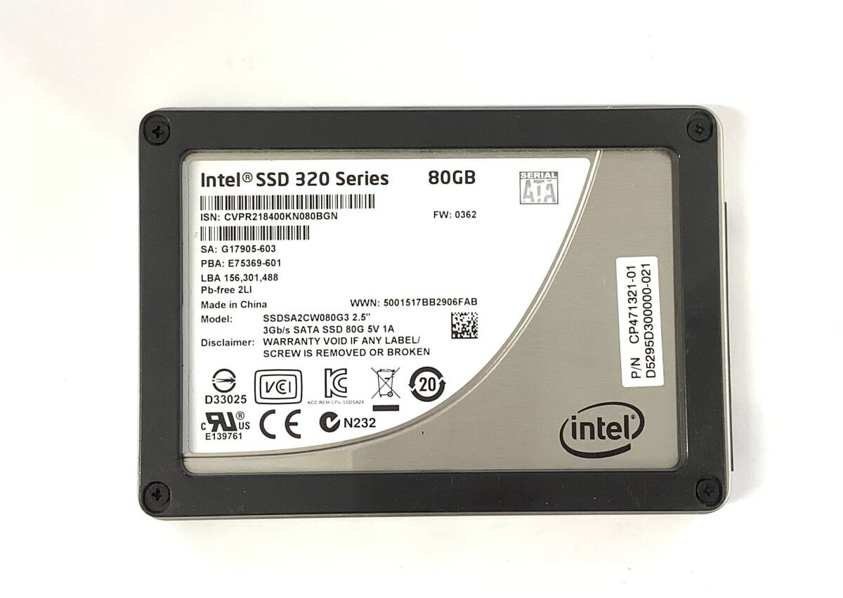 K6031841 Intel SATA 80GB 2.5インチ SSD 1点【中古動作品】_画像1