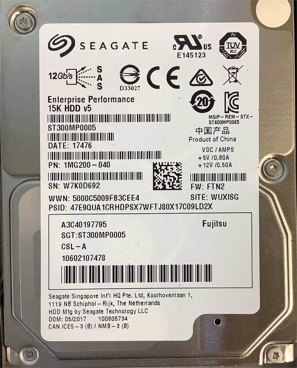 K6030165 SEAGATE 300GB SAS 15K 2.5 -inch HDD 4 point [ used operation goods ]