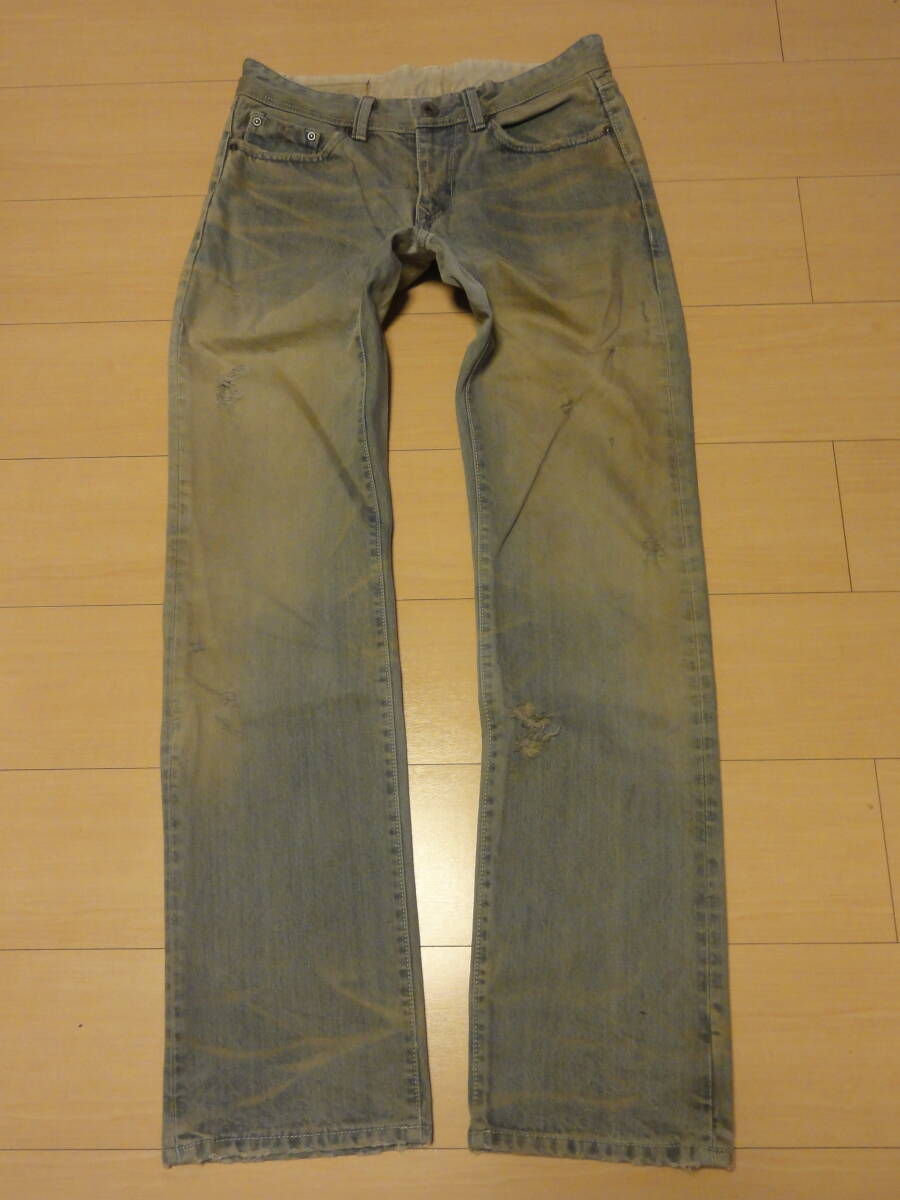 格安廃版レアモデル・A.V.H JEANS(エーブイエイチジーンズ)・ブリーチ系ダメージ加工デニム地・高級デザインジーンズ M W80～82cm位_画像2