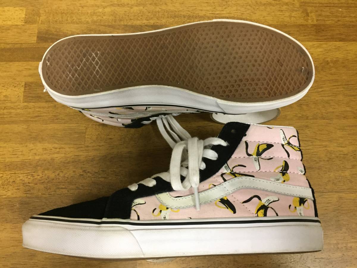 VANS SK8 Hi Slim Bananas 黒/ピンク/バナナ柄 ２４．５ USED スケート_画像2