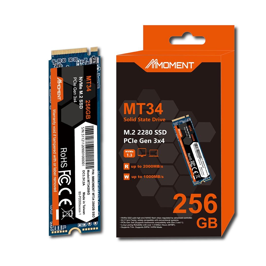 【特価セール】M.2 2280 NVMe 内蔵SSD 256GB PCIe MT34 Gen3x4 MMOMENT