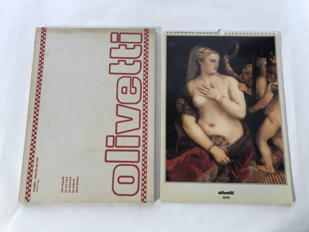 過去のオリベッティカレンダー 1990年 Olivetti社 Tiziano Vecellio ティツィアーノ 絵画カレンダー アンティーク インテリア_画像1