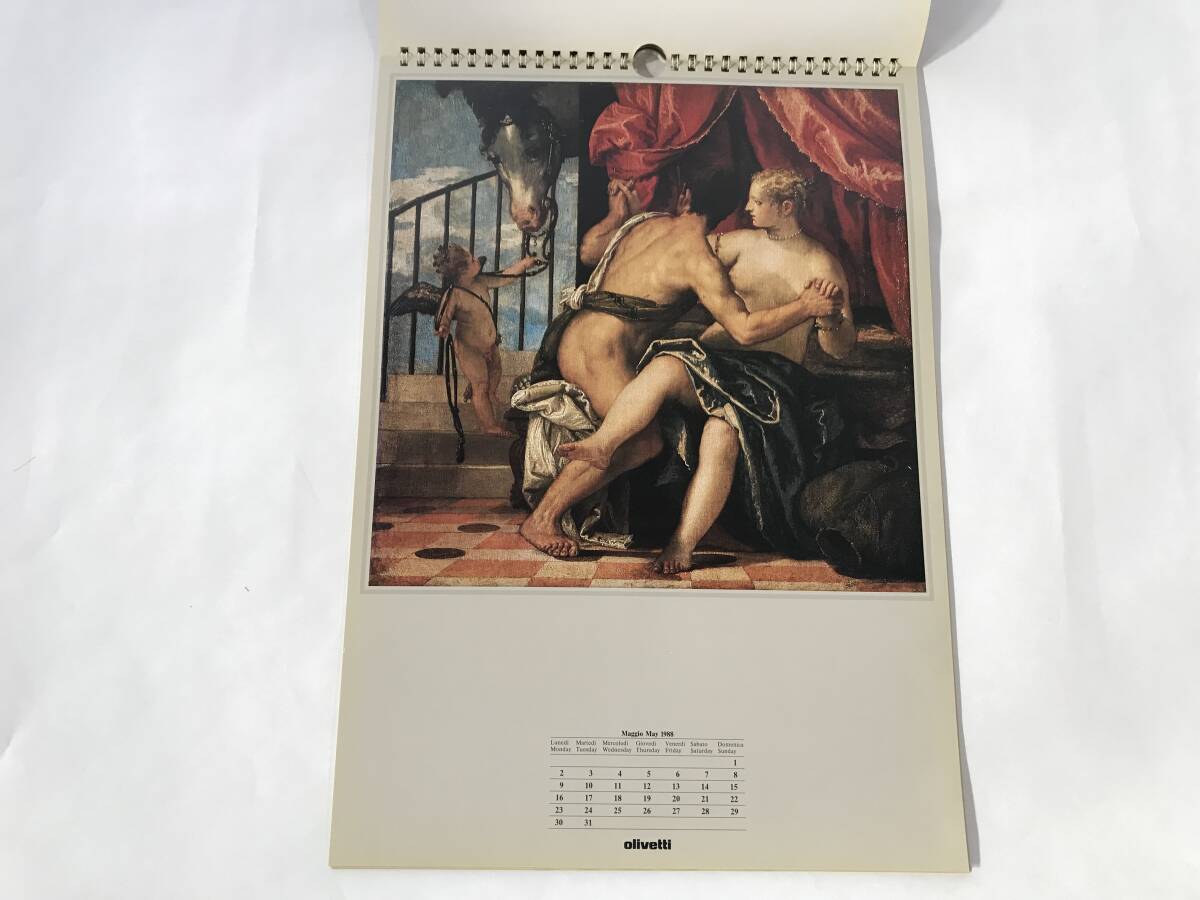 過去のオリベッティカレンダー 1988年 Olivetti社 Paolo Veronese ヴェロネーゼ 絵画カレンダー アンティーク インテリア_画像7