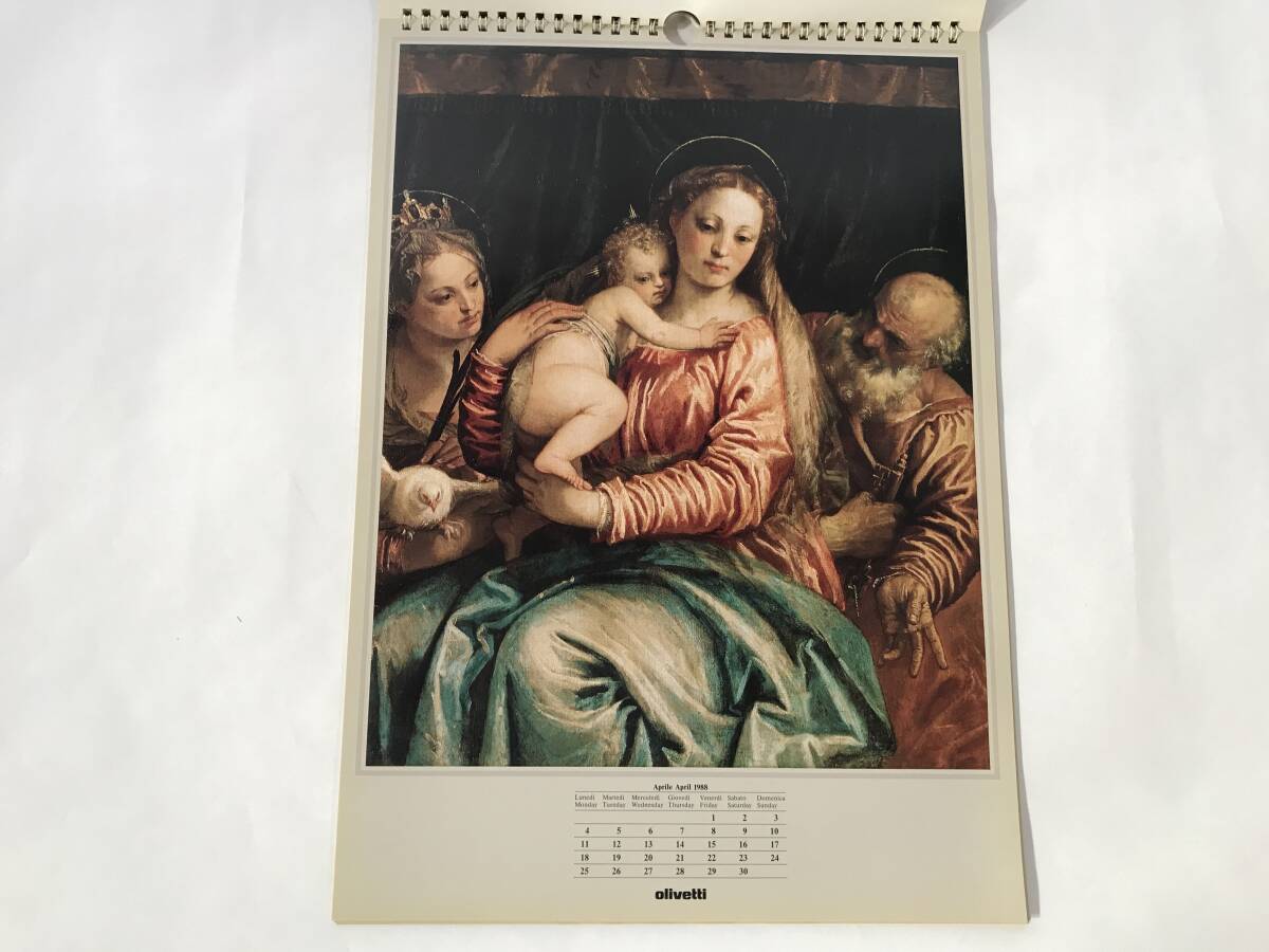 過去のオリベッティカレンダー 1988年 Olivetti社 Paolo Veronese ヴェロネーゼ 絵画カレンダー アンティーク インテリア_画像6