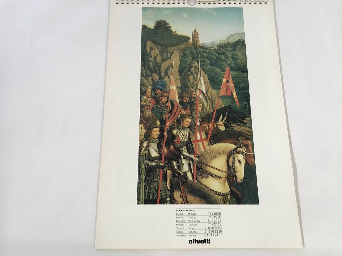 過去のオリベッティカレンダー 1983年 Olivetti社 Jan van Eyck ファン・エイク 絵画カレンダー アンティーク インテリアの画像5