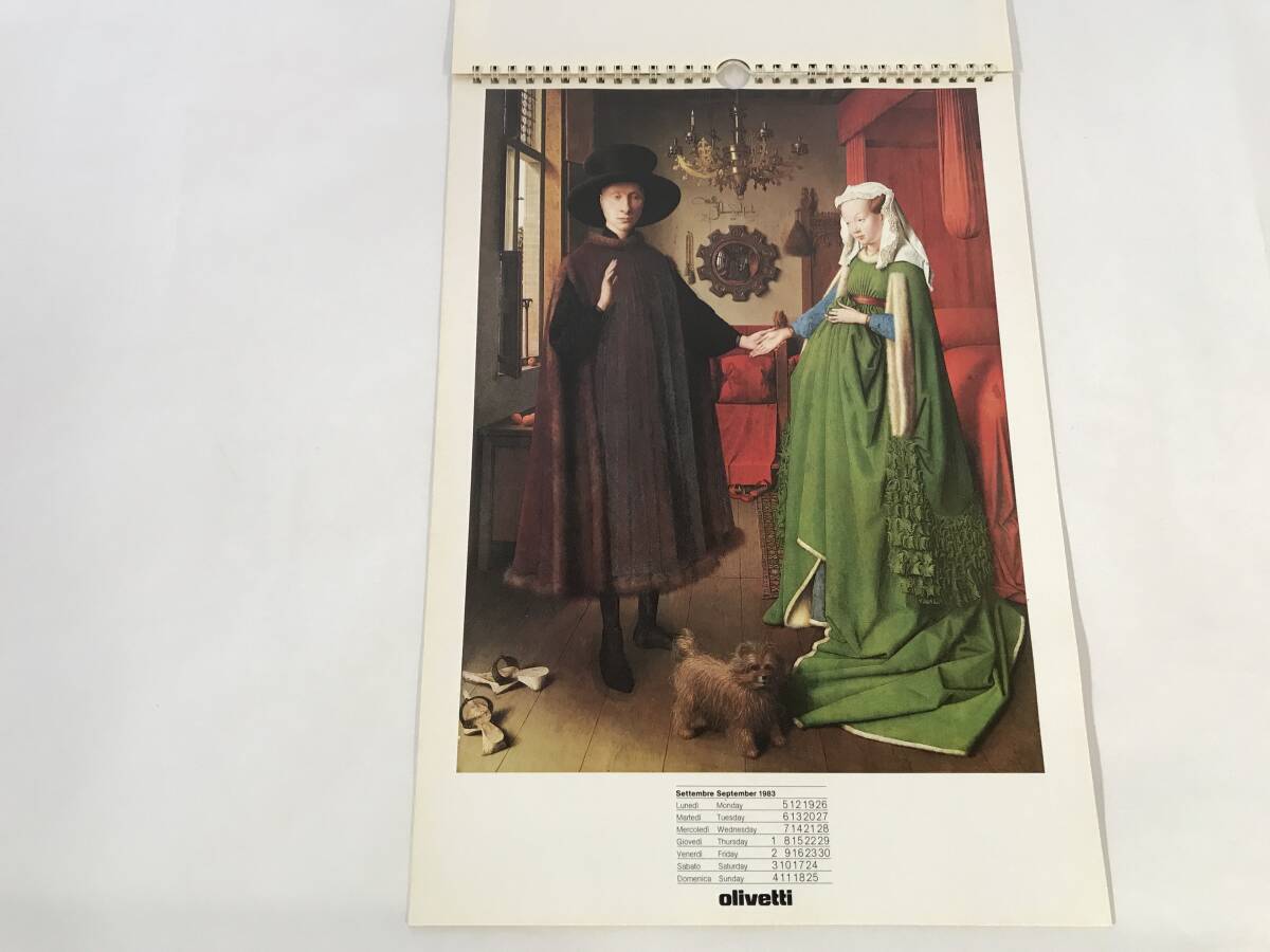 過去のオリベッティカレンダー 1983年 Olivetti社 Jan van Eyck ファン・エイク 絵画カレンダー アンティーク インテリアの画像8