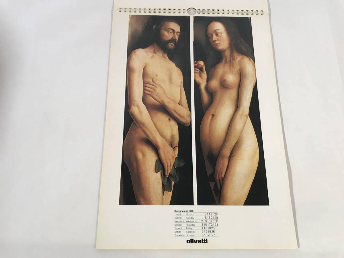 過去のオリベッティカレンダー 1983年 Olivetti社 Jan van Eyck ファン・エイク 絵画カレンダー アンティーク インテリアの画像4