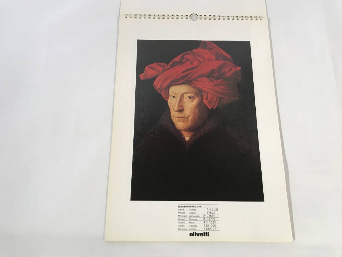 過去のオリベッティカレンダー 1983年 Olivetti社 Jan van Eyck ファン・エイク 絵画カレンダー アンティーク インテリアの画像3