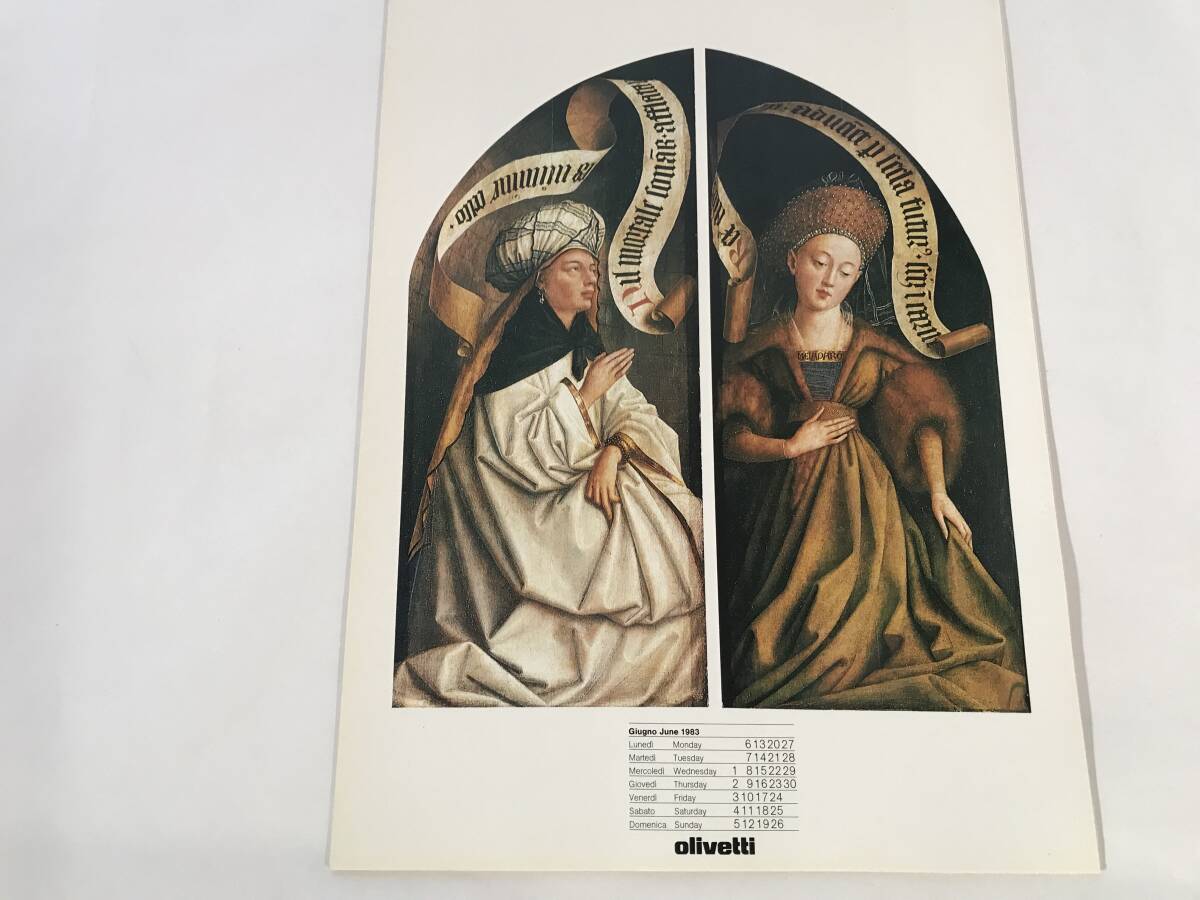 過去のオリベッティカレンダー 1983年 Olivetti社 Jan van Eyck ファン・エイク 絵画カレンダー アンティーク インテリアの画像6